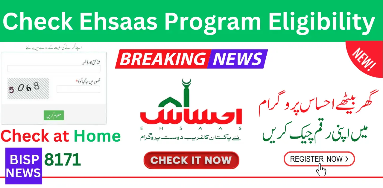 Check Ehsaas Program Eligibility at Home Through 8171