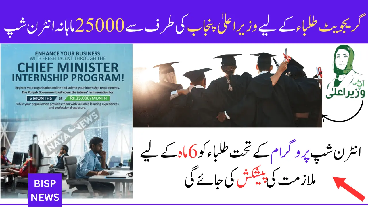 25000 Per Month Internship By CM Punjab For Graduate Students News Update